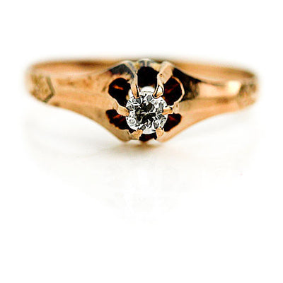 Victorian .15 CTW 10 Karat Rose Gold Vintage Diamond Engagement Ring