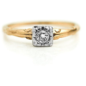 Dainty Diamond .20 CTW Solitaire Vintage Engagement Ring