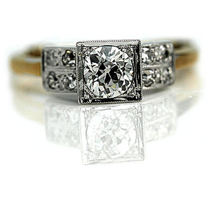 Mid-Century .71 CTW Old European Cut Diamond Vintage Engagement Ring GIA H/VS2