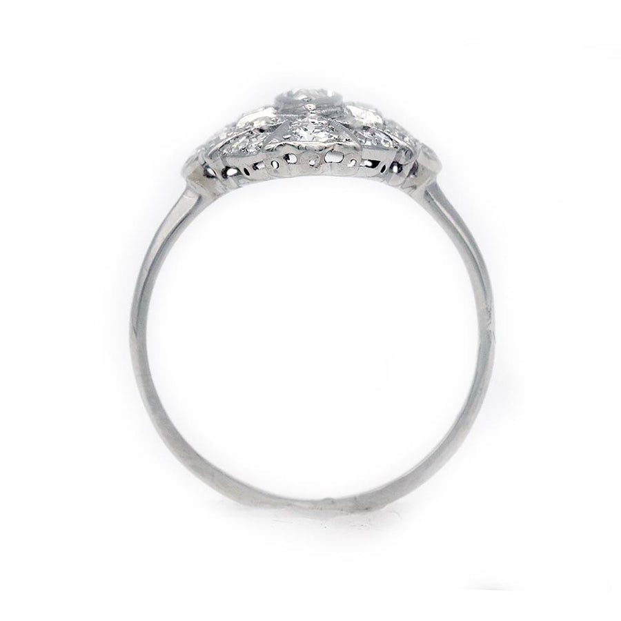 Mid-Century .70 CTW Bezel Set Old Mine Cut Marquise Diamond Vintage Dinner Ring