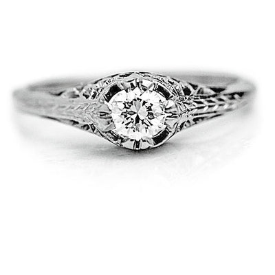 Intricate Vintage .30 CT Art Deco Diamond Solitaire Engagement Ring