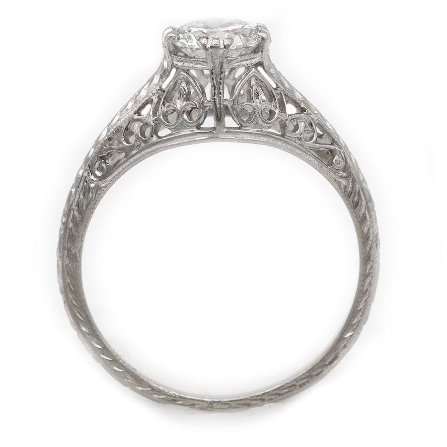 Rare Art Deco .73 CTW Old European Cut Diamond Platinum Vintage Engagement Ring – GIA F/VS2