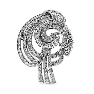Antique 7.50 CTW Platinum Diamond Art Deco Spray Brooch