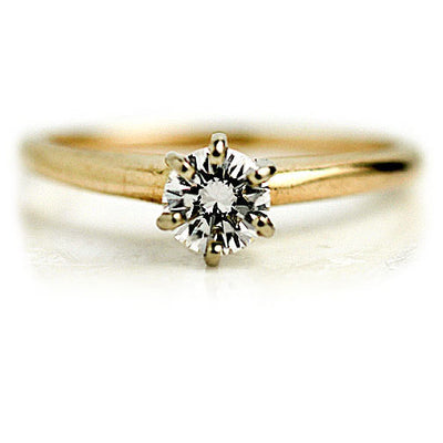 Mid-Century .45 CT Vintage Solitaire Transitional Cut Diamond Engagement Ring