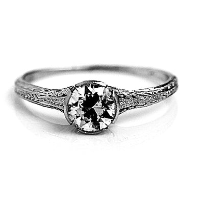 Art Deco .70 CTW Platinum Solitaire Vintage Filigree Engagement Ring