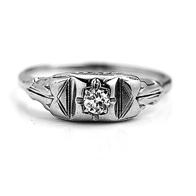 Antique .20 CTW Old European Cut Diamond Art Deco Engagement Ring