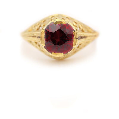 Mid-Century 1.25 CTW 14 Karat Yellow Gold Solitaire Garnet Engagement Ring