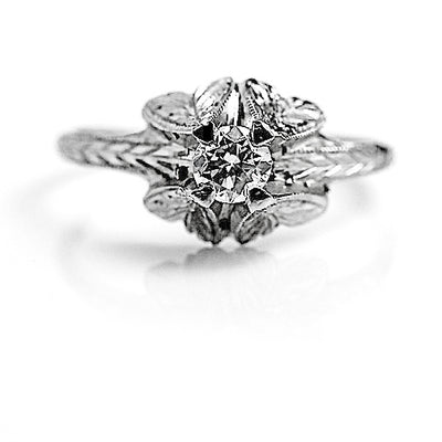 Art Deco .30 CT Antique Diamond Engagement Ring with Filigree Band