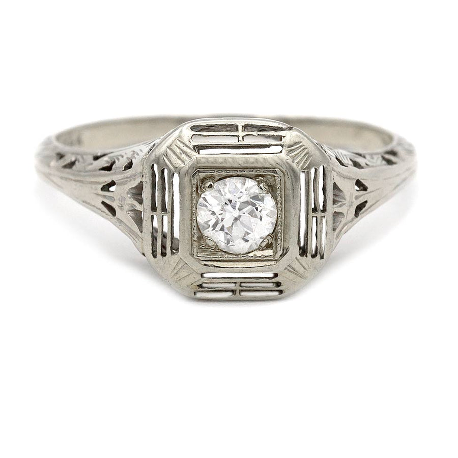 Vintage Two-Tiered .30 CT Old European Cut Art Deco Engagement Ring