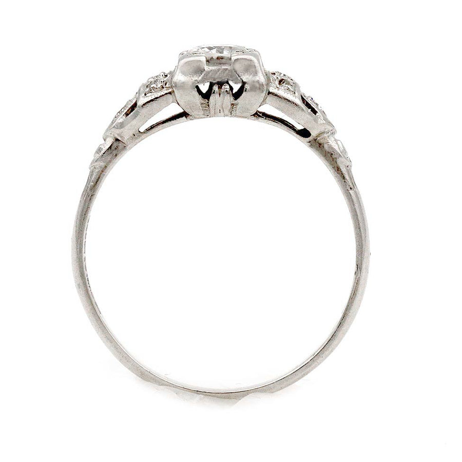 Art Deco .40 Ct Old European Cut Diamond Engagement Ring in Platinum