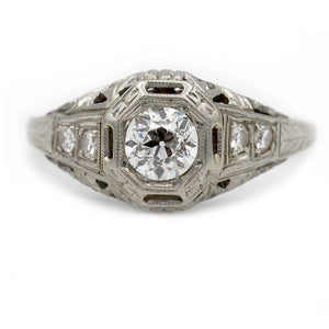 Handcrafted Art Deco .48 CTW Vintage Diamond Antique Engagement Ring - Vintage Diamond Ring