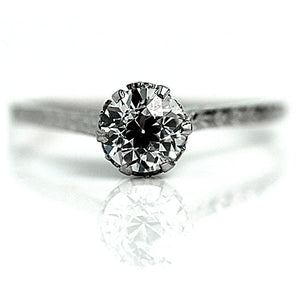 Antique .60 Ct Thin Band Old Mine Cut Filigree Art Deco Engagement Ring