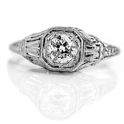 Art Deco .45 Ct Diamond Platinum Vintage Engagement Ring