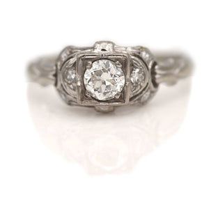 Antique .39 CTW Old European cut Diamond Art Deco Three Stone Engagement Ring