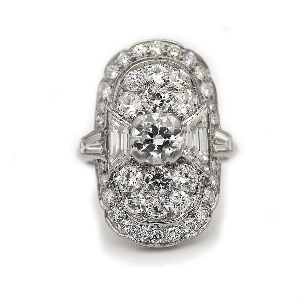 Mid-Century CTW Platinum Old European Cut Trapezoid Diamond