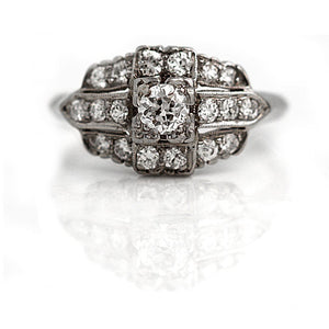 Vintage .95 CTW Old Mine Cut Diamond Halo Engagement Ring