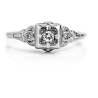 Traditional Art Deco .15 CTW European Cut Platinum Antique Engagement Ring