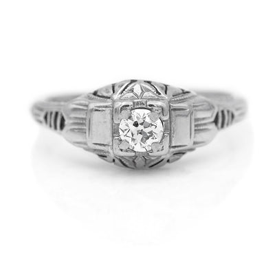 Classic .25 CTW Old European Cut Solitaire Antique Diamond Engagement Ring