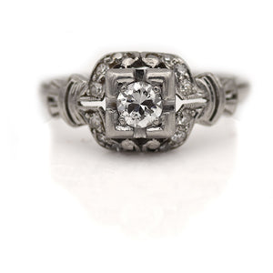 Antique .30 CTW Square Halo Art Deco Engagement Ring