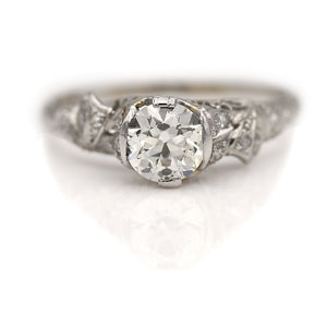 Art Deco 1.16 CTW European Cut Diamond Platinum Antique Engagement Ring GIA K/SI1