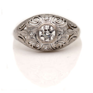 Art Deco .35 CTW 1920s Platinum Diamond Dome Antique Engagement Ring
