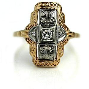 Vintage .10 Ct Diamond Antique Dinner Ring Signed Jabel