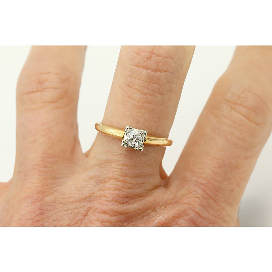 Mid-Century Old European Cut .30 Ct 1950s Vintage Solitaire Engagement Ring