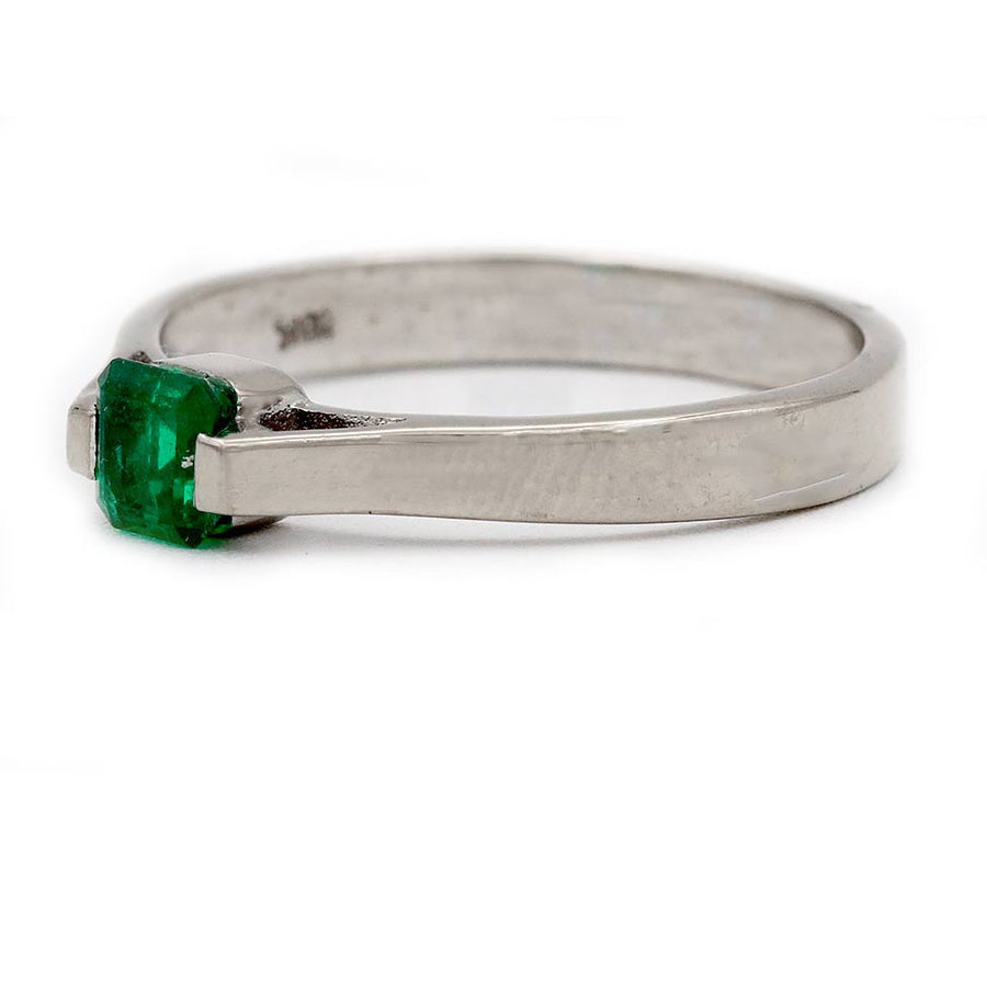 Emmy Lou: .35 Ct Square Cut Colombian Emerald Mid-Century Ring (1970s)