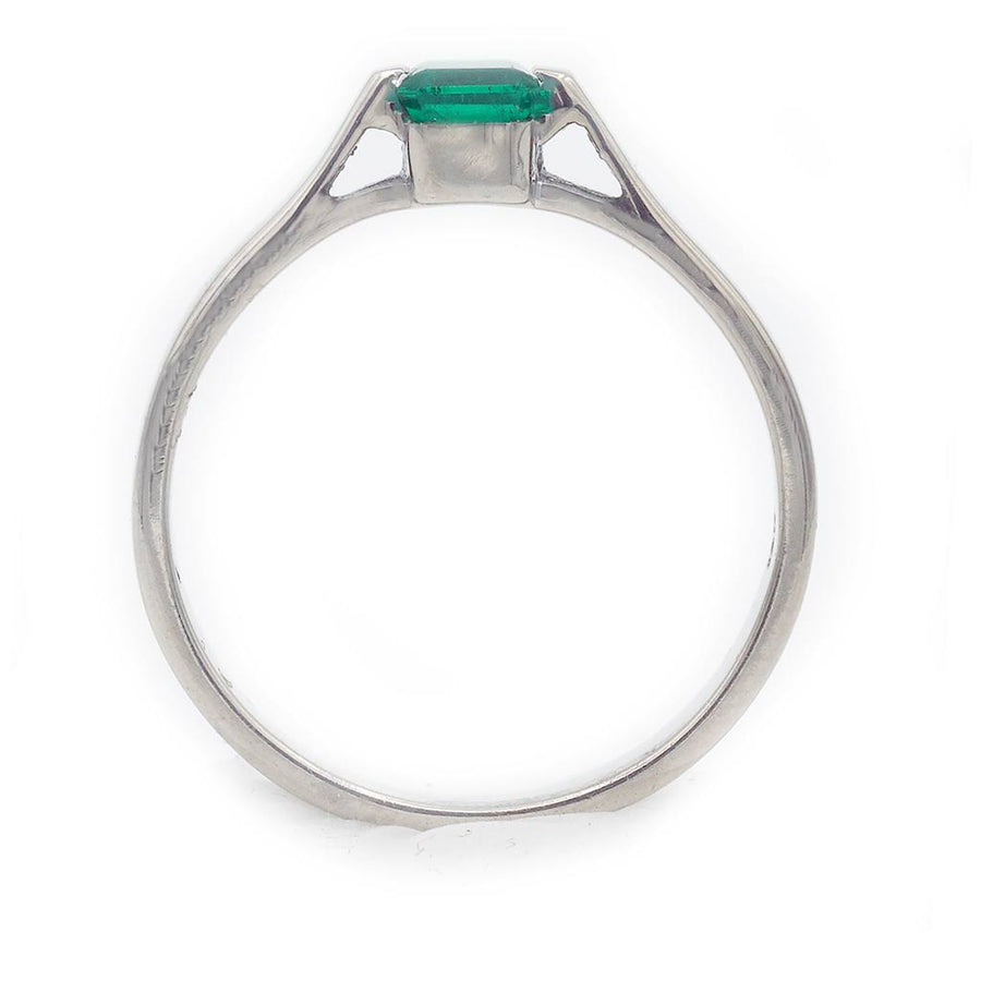 Emmy Lou: .35 Ct Square Cut Colombian Emerald Mid-Century Ring (1970s)