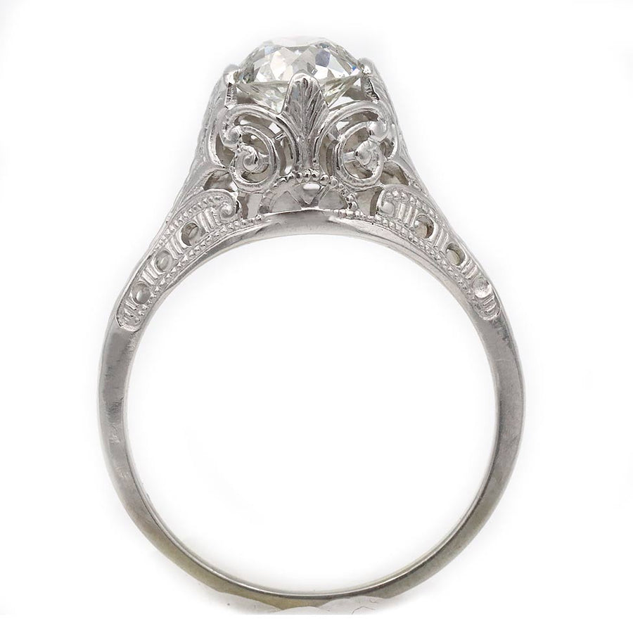 Art Deco 1.02 Ct Old European Cut Diamond 18K White Gold Solitaire Engagement Ring – GIA H/I1