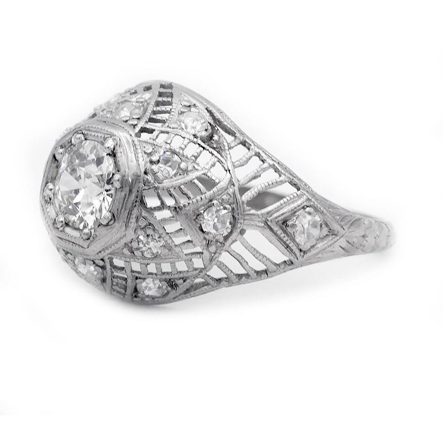 Edwardian .70 CTW Old European Cut Diamond Vintage Engagement Ring in Platinum