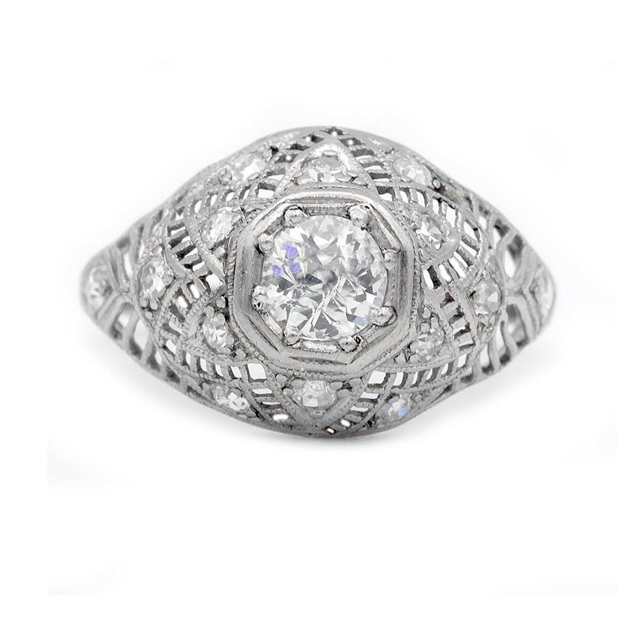 Edwardian .70 CTW Old European Cut Diamond Vintage Engagement Ring in Platinum