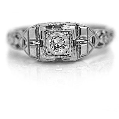 Art Deco .25 CTW Old European Cut Diamond Antique Engagement Ring 