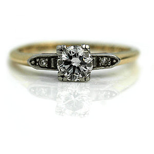 J. E. Caldwell .70 CTW Platinum 14 Karat Yellow Gold Vintage Diamond Engagement Ring