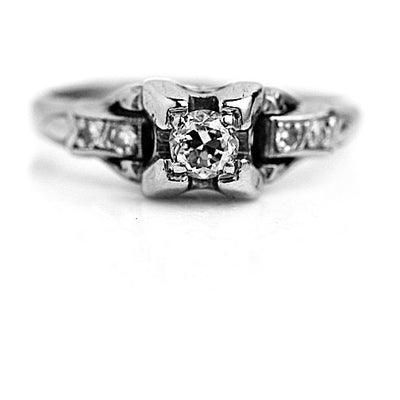 Antique .28 CTW Old Mine Cut Art Deco Engagement Ring with Side Stones