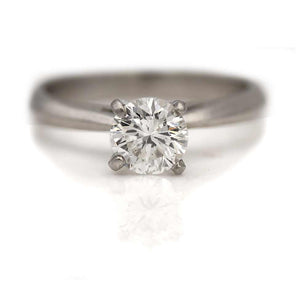 Mid-Century .75 CTW Round Cut Diamond Solitaire Platinum Vintage Diamond Ring