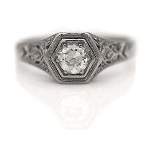 Art Deco .35 CTW Old Mine Cut Diamond Solitaire Vintage Engagement Ring