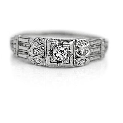 Art Deco .27 CTW European Cut Diamond Vintage Engagement Ring