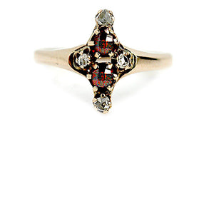 Vintage Garnet & Rose Cut Diamond Ring - Vintage Diamond Ring