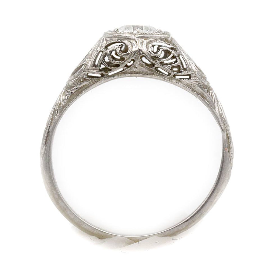 Art Deco .30 CT Old European Cut Diamond Filigree Engagement Ring | Belais