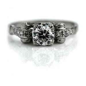 Art Deco .74 CTW Old European Cut Diamond Antique Engagement Ring GIA I/SI2