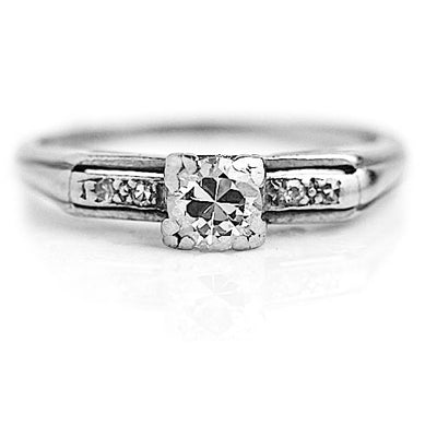 Antique .38 CTW Platinum European Cut Diamond Art Deco Engagement Ring