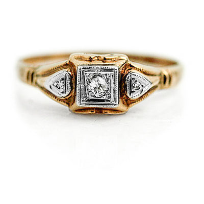 Mid-Century .12 CTW 1950s 14K Two Tone Vintage Diamond Engagement Ring