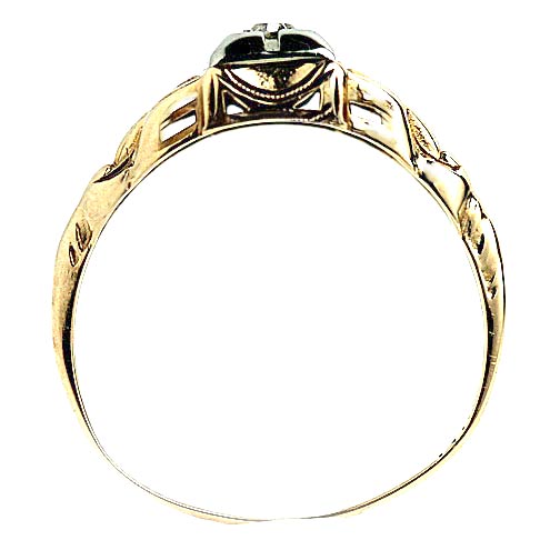 Mid-Century .10 Ct Solitaire Diamond Ring in 14K Two-Tone Gold