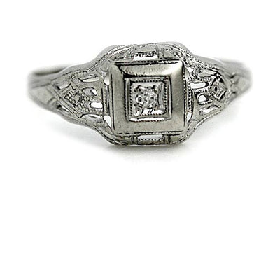 Dainty Antique .05 CTW 14 Karat White Gold Vintage Promise Ring