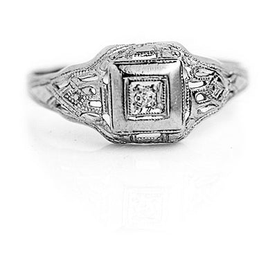 Dainty Antique .05 CTW 14 Karat White Gold Vintage Promise Ring