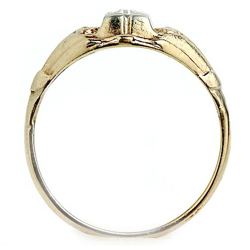 Vintage Diamond Engagement Ring, Old Mine Cut Diamond Ring, Two-Tone 14K Gold