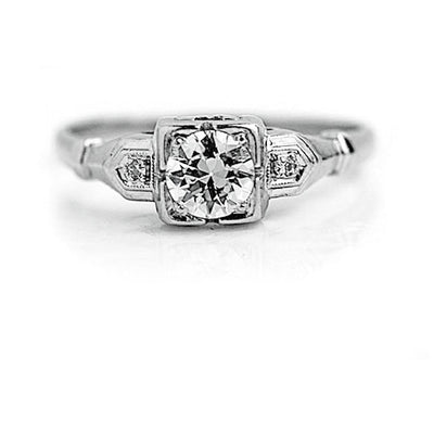 Art Deco Platinum .54 CTW Old European Cut Diamond Vintage Engagement Ring