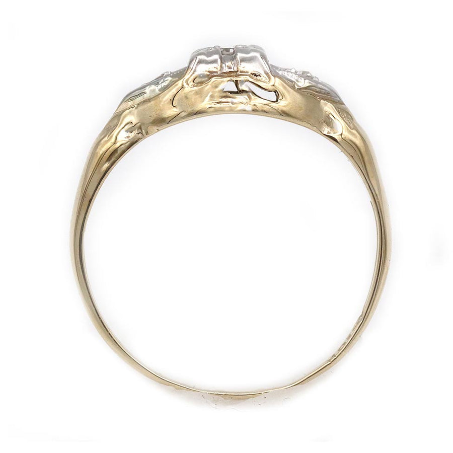 1950s Petite Diamond Promise Ring with Navette Engravings