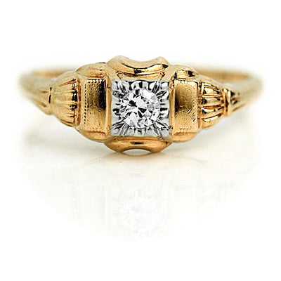 Retro 1940s .15 CTW Solitaire Diamond Antique Engagement Ring